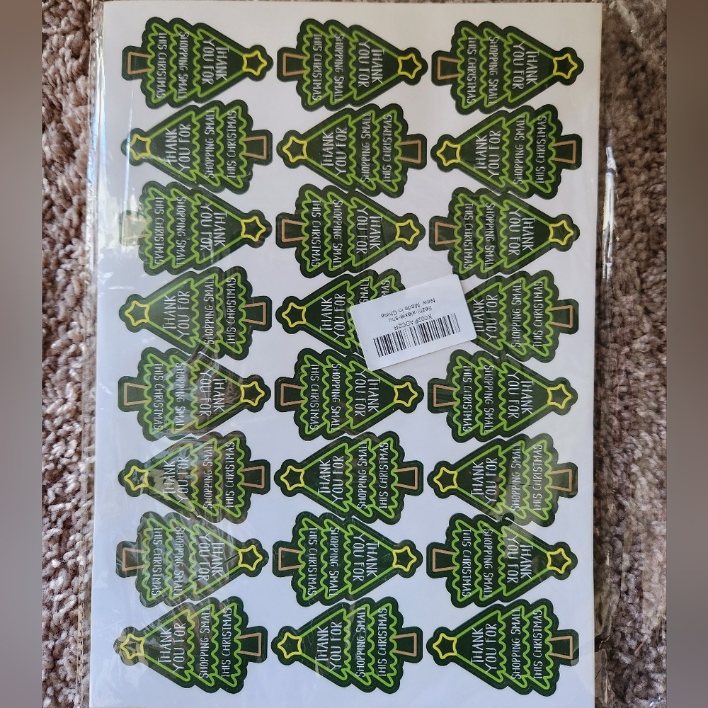 480 PCS Christmas Tree Thank You Label Sticker, Christmas Packaging
